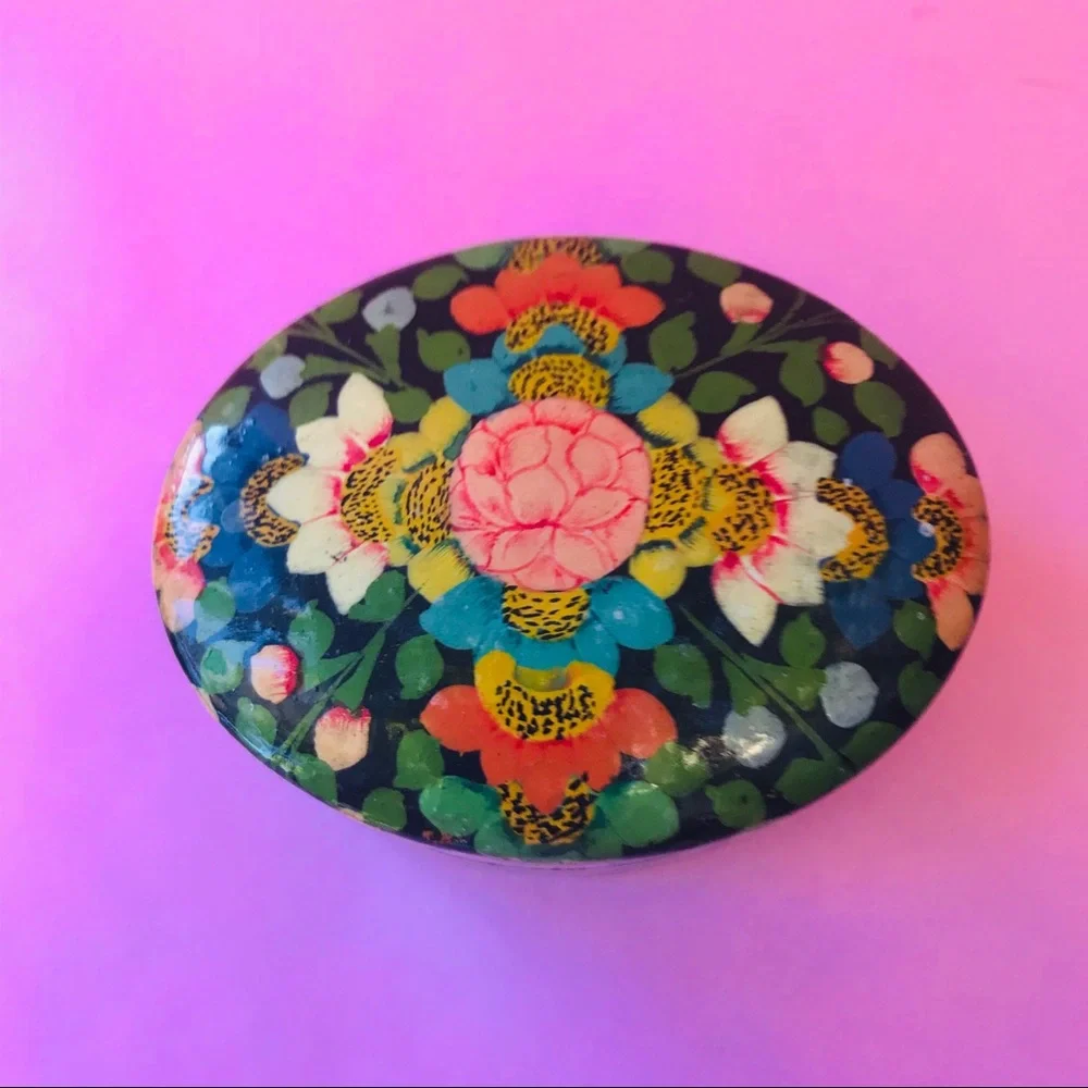 Vintage multicolored hand made and painted box